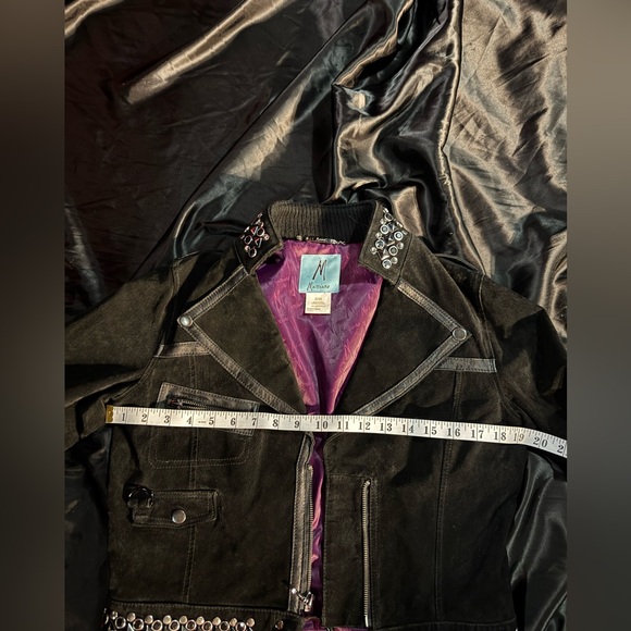 Gorgeous!! Marciano Black Leather Women's Jacket with Silver studded jewels - Picture 13 of 13